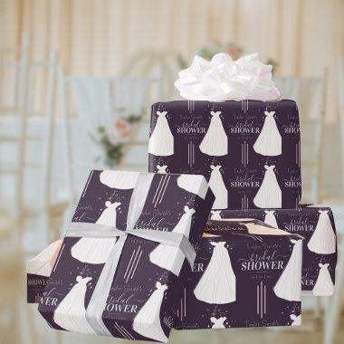 Purple Minimalist Bridal Shower Personalized Wrapping Paper
