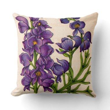 purple monkshoods throw pillow