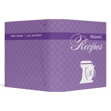 Purple Monogram Recipe Book Binder