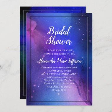 Purple Nebula Celestial Art Outer Space Wedding Invitations