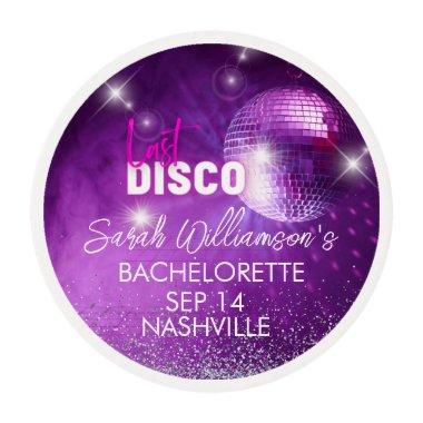 Purple Neon Pink Last Disco Bachelorette Party Edible Frosting Rounds