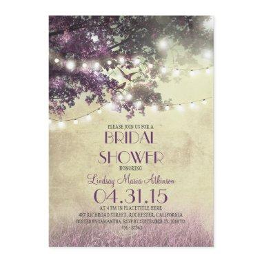 Purple old oak tree & love birds bridal shower Invitations