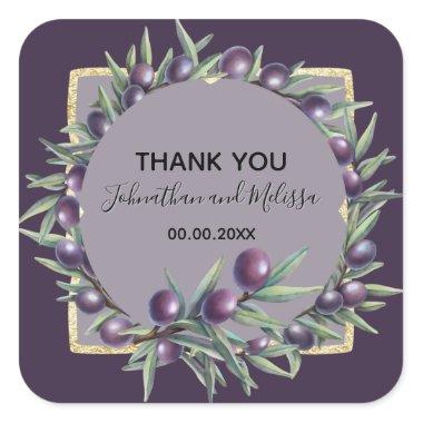 Purple olive branch gold label country thank you