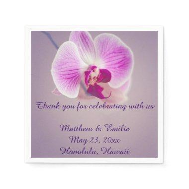 Purple Orchid Flower Paper Wedding Napkins