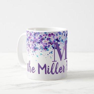Purple Paint Splatte Personalized Name  Coffee Mug