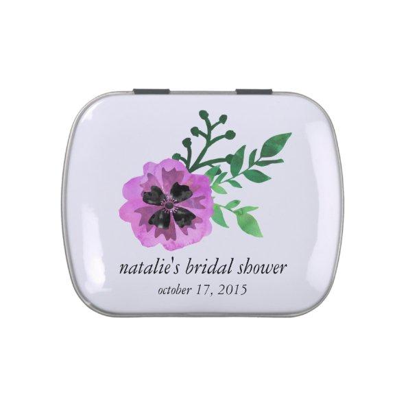 Purple Pansy Custom Bridal Shower Candy Favor Candy Tin