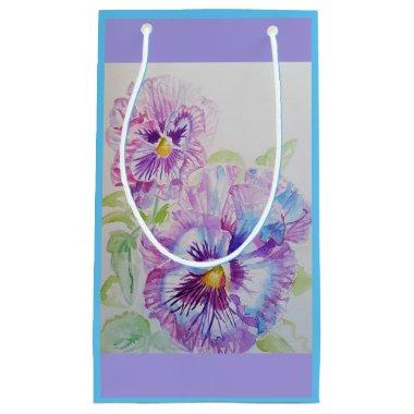 Purple Pansy lilac Watercolour floral Gift Bag