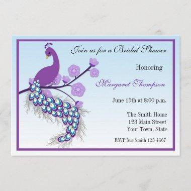 Purple Peacock Bridal Shower Invitations