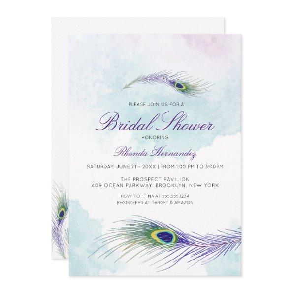 Purple Peacock Bridal Shower Invitations