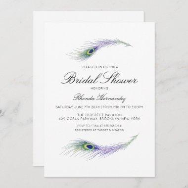 Purple Peacock Bridal Shower Invitations