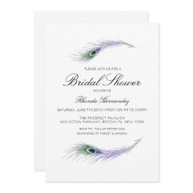 Purple Peacock Bridal Shower Invitations