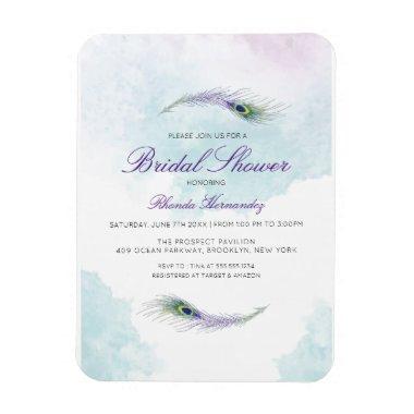 Purple Peacock Bridal Shower Invitations Magnet