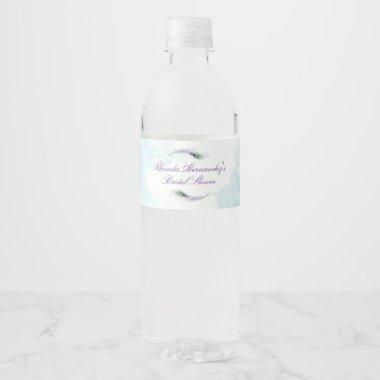 Purple Peacock Bridal Shower Water Bottle Label