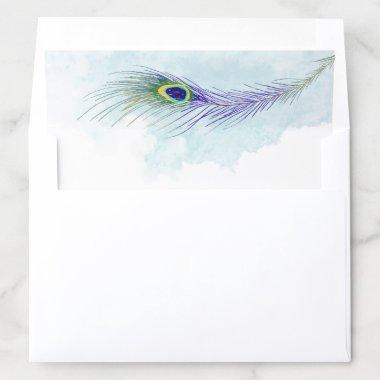 Purple Peacock Invitations Envelope Liner