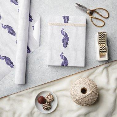 Purple Peacock Wedding Wrapping Paper