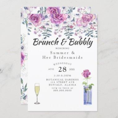 Purple Peony Anemone Bridesmaids Luncheon Invitations
