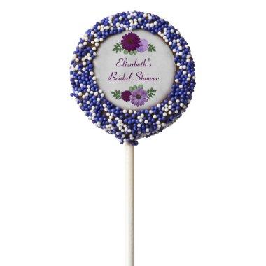 Purple Peony Floral Bridal Shower Chocolate Covered Oreo Pop