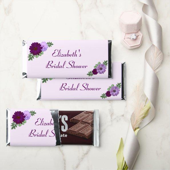 Purple Peony Floral Bridal Shower Hershey Bar Favors