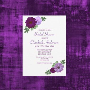 Purple Peony Floral Bridal Shower Invitations