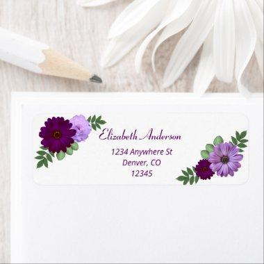 Purple Peony Floral Bridal Shower Label