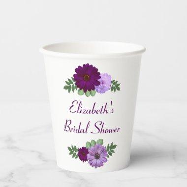Purple Peony Floral  Paper Cups