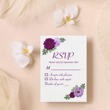 Purple Peony Floral Bridal Shower RSVP Card