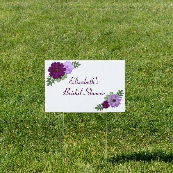 Purple Peony Floral Bridal Shower Sign
