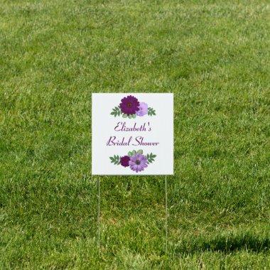 Purple Peony Floral Bridal Shower Sign