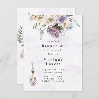 Purple Peony Wildflowers Brunch and Bubbly Invitations