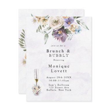 Purple Peony Wildflowers Brunch and Bubbly Invitations