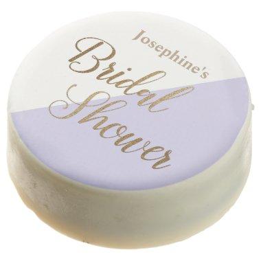 Purple Personalized Gold Script Bridal Shower Chocolate Covered Oreo