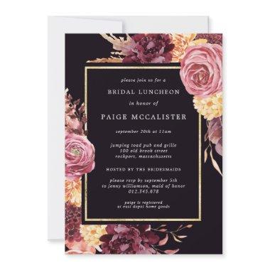 Purple Pink Autumn Floral Bridal Luncheon Invitations