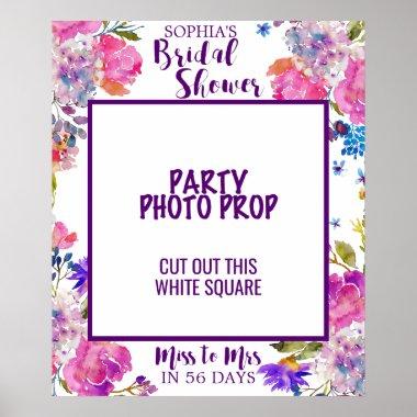 Purple Pink & Blue Flower Bridal Shower Photo Prop Poster