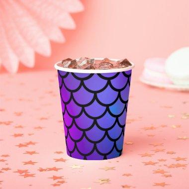 Purple Pink Blue Mermaid Scales Birthday Party Paper Cups