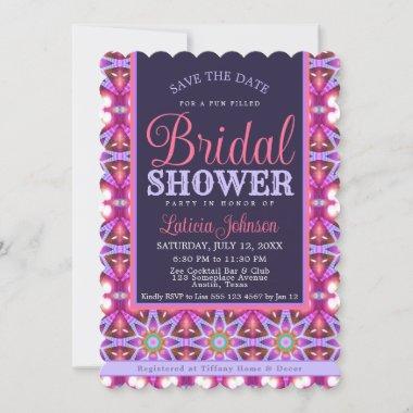 Purple Pink Bohemian Star Bridal Shower Party Invitations