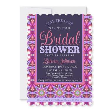 Purple Pink Bohemian Star Bridal Shower Party Invitations