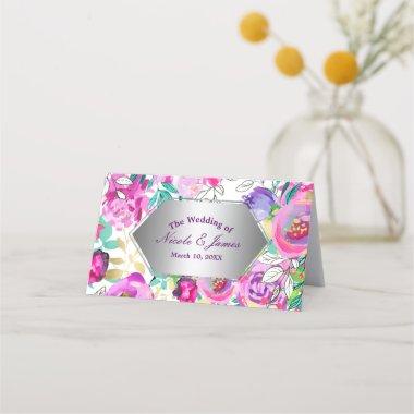 Purple Pink Bright Modern Floral Table Seat Place