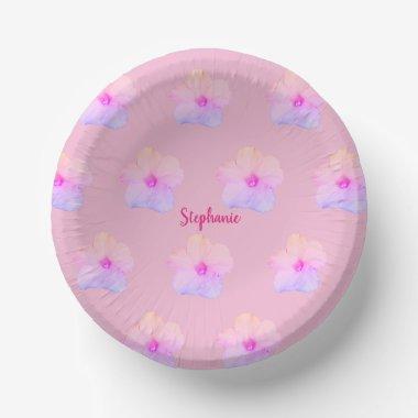 Purple Pink Floral Birthday  Wedding Paper Bowls