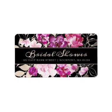 Purple Pink Floral Bridal Shower Return Address Label