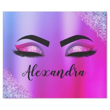 Purple Pink Monogram Glitter Eyelashes Modern Wrapping Paper