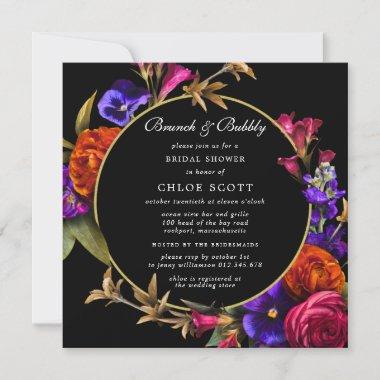Purple Pink Orange Floral Brunch and Bubbly Shower Invitations