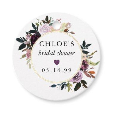 Purple Pink Rose Floral Bridal Shower Favor Favor Tags