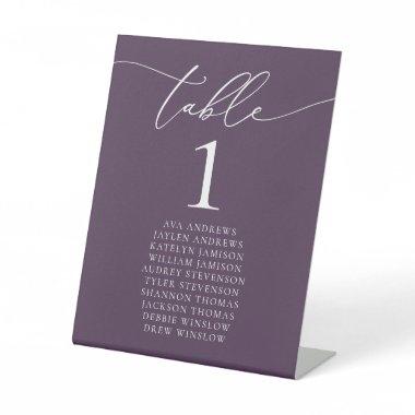 Purple Plum Minimalist Wedding Table Number Pedest Pedestal Sign