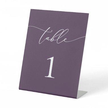 Purple Plum Minimalist Wedding Table Number Table Pedestal Sign