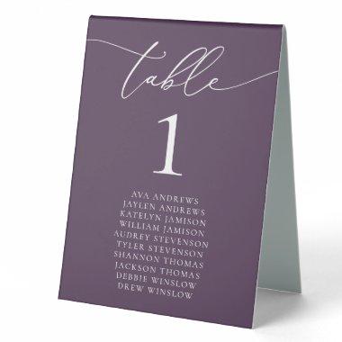 Purple Plum Minimalist Wedding Table Number Table Table Tent Sign