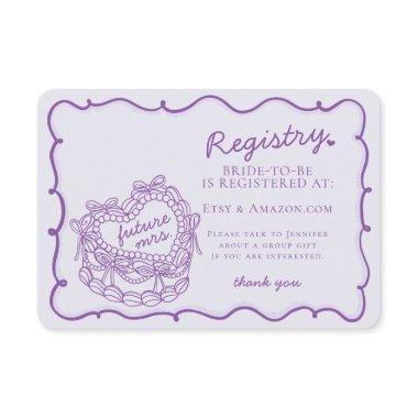 Purple Retro Heart Coquette Cake Registry Insert