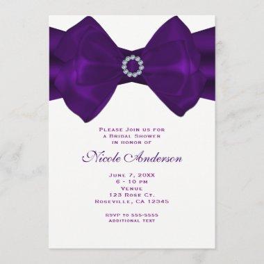 Purple Ribbon & Diamonds Bridal Shower Invitations