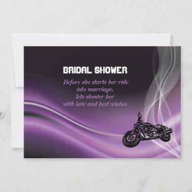 Purple road biker wedding bridal shower Invitations