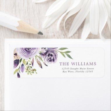 Purple Rose Floral Return Address Labels