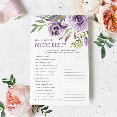 Purple Rose Floral Who Knows The Bride Best Game